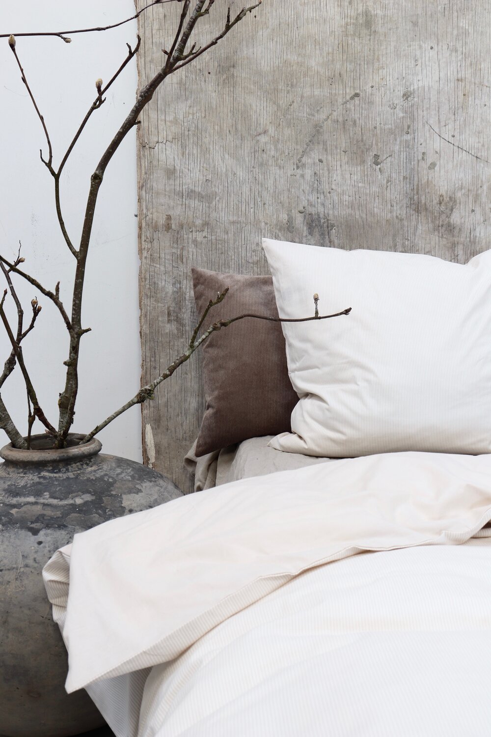 Mini Strib sengetøj - sand/hvid